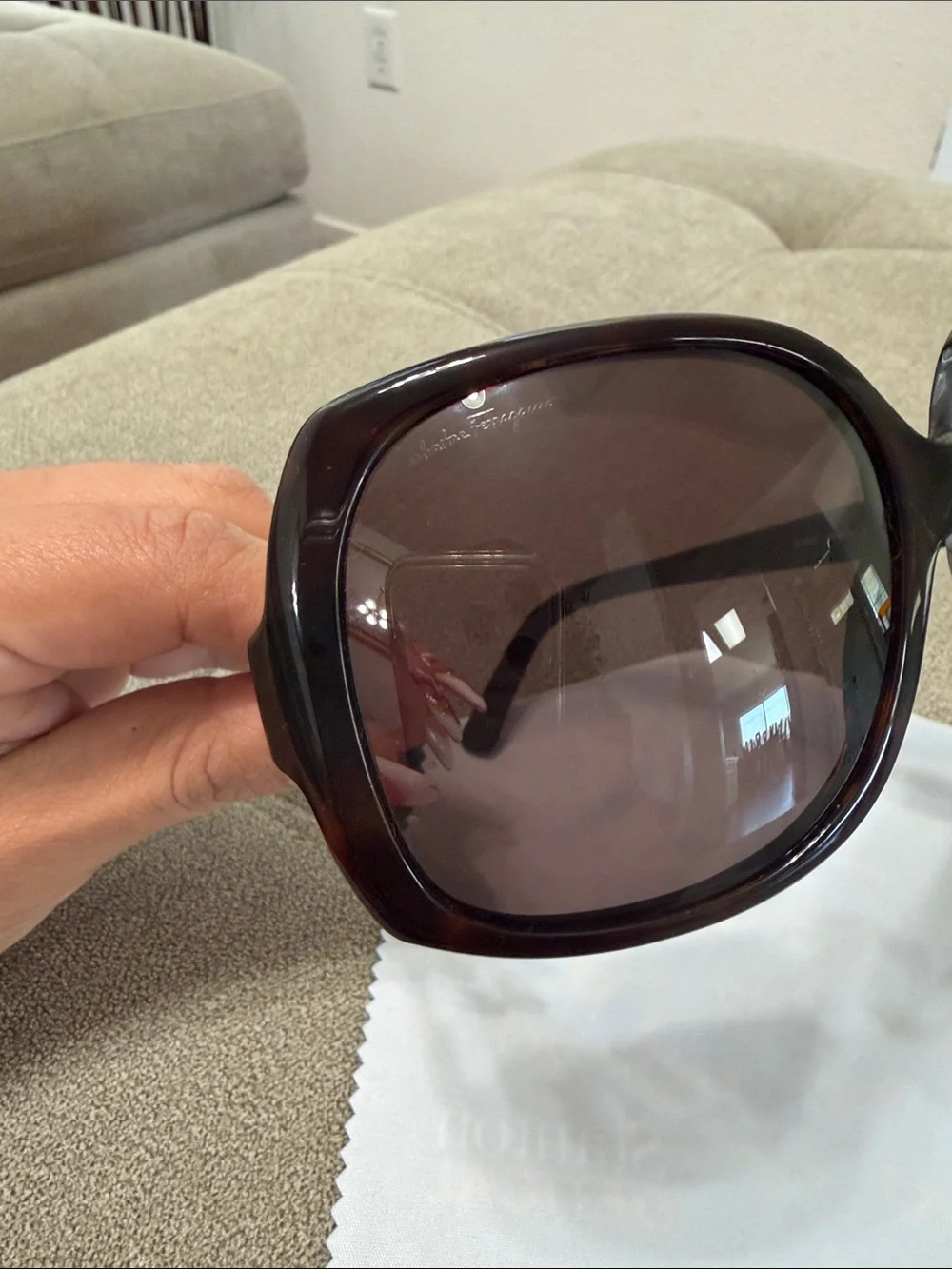 Salvatore Ferragamo Black Tortoiseshell Frame Sunglasses